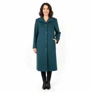 Vintage Piaf Petite Wool Pea Coat Womens 5/6 Green Long 80s Union‎ Made Canada